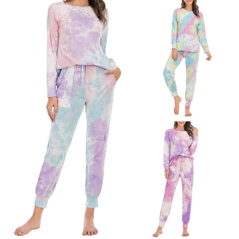 Women Autumn Gradient Tie-Dye 2 Piece Pajamas Set Long Sleeve Pullover Tops Drawstring Pockets Joggers Pants Lounge Sleepwear Tr
Women Autumn Gradient Tie-Dye 2 Piece Pajamas Set Long Sleeve Pullover Tops Drawstring Pockets Joggers Pants Lounge Sleepwear Tr