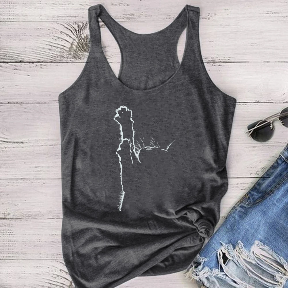 Funny Women Tank Top Cat Silhouette Print JKP4753