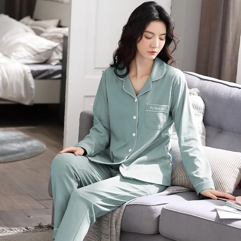 Осенняя одежда для сна мужской пижамный комплект из двух предметов с длинным