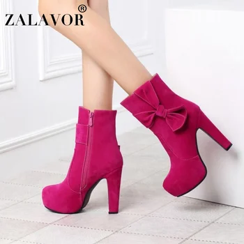ZALAVOR Fashion Womens Winter Boots High Heels Warm Boots Side Zipper Platform Shoes For Women Bowtie Mid Calf Boots Size 33-43
ZALAVOR Fashion Womens Winter Boots High Heels Warm Boots Side Zipper Platform Shoes For Women Bowtie Mid Calf Boots Size 33-43