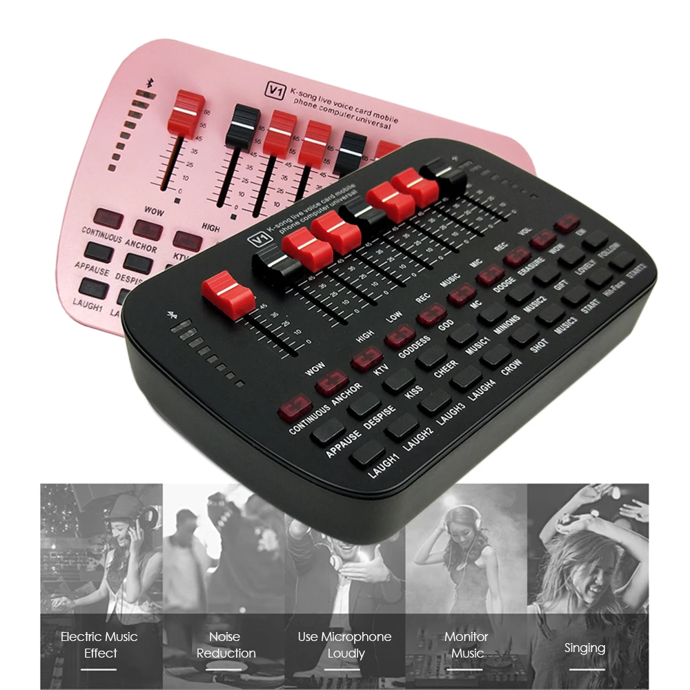 V1 Live Sound Card Universal Volume Adjustable USB External Audio Mixer Sound Card for PC Phone Computer
V1 Live Sound Card Universal Volume Adjustable USB External Audio Mixer Sound Card for PC Phone Computer