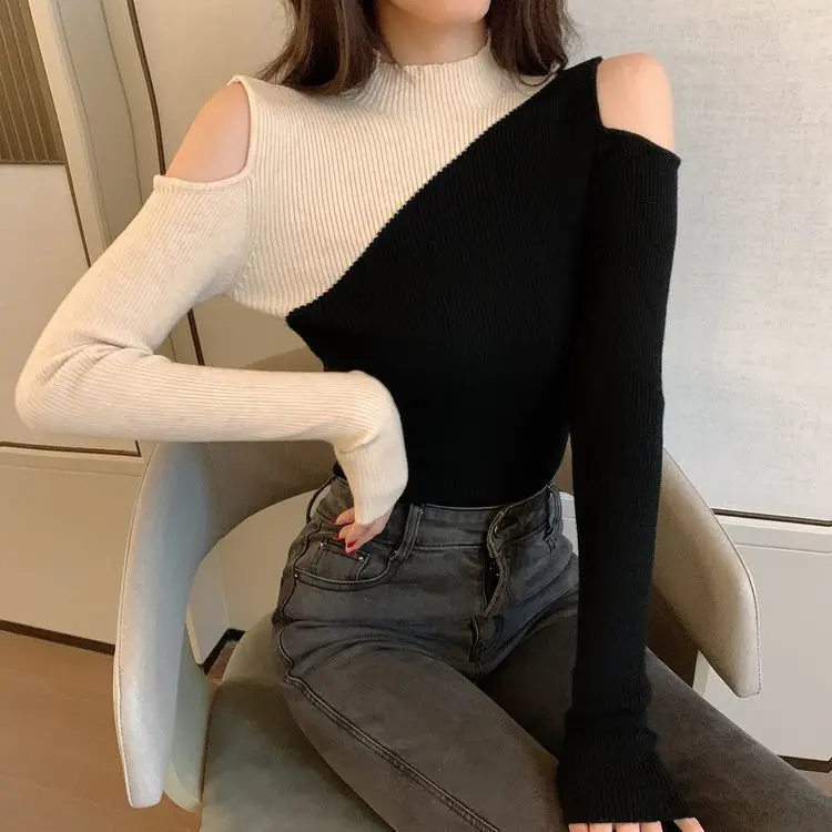 2020 autumn and winter new strapless thin sweater color matching knit bottoming shirt long-sleeved t-shirt women
2020 autumn and winter new strapless thin sweater color matching knit bottoming shirt long-sleeved t-shirt women