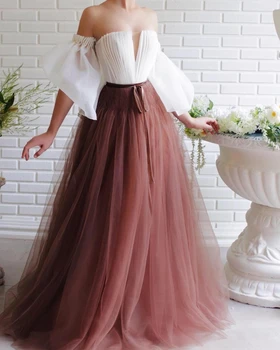 Brown Muslim Evening Dresses 2019 A-line Off The Shoulder Tulle Islamic Dubai Saudi Arabia Long Formal Evening Gown 
Brown Muslim Evening Dresses 2019 A-line Off The Shoulder Tulle Islamic Dubai Saudi Arabia Long Formal Evening Gown