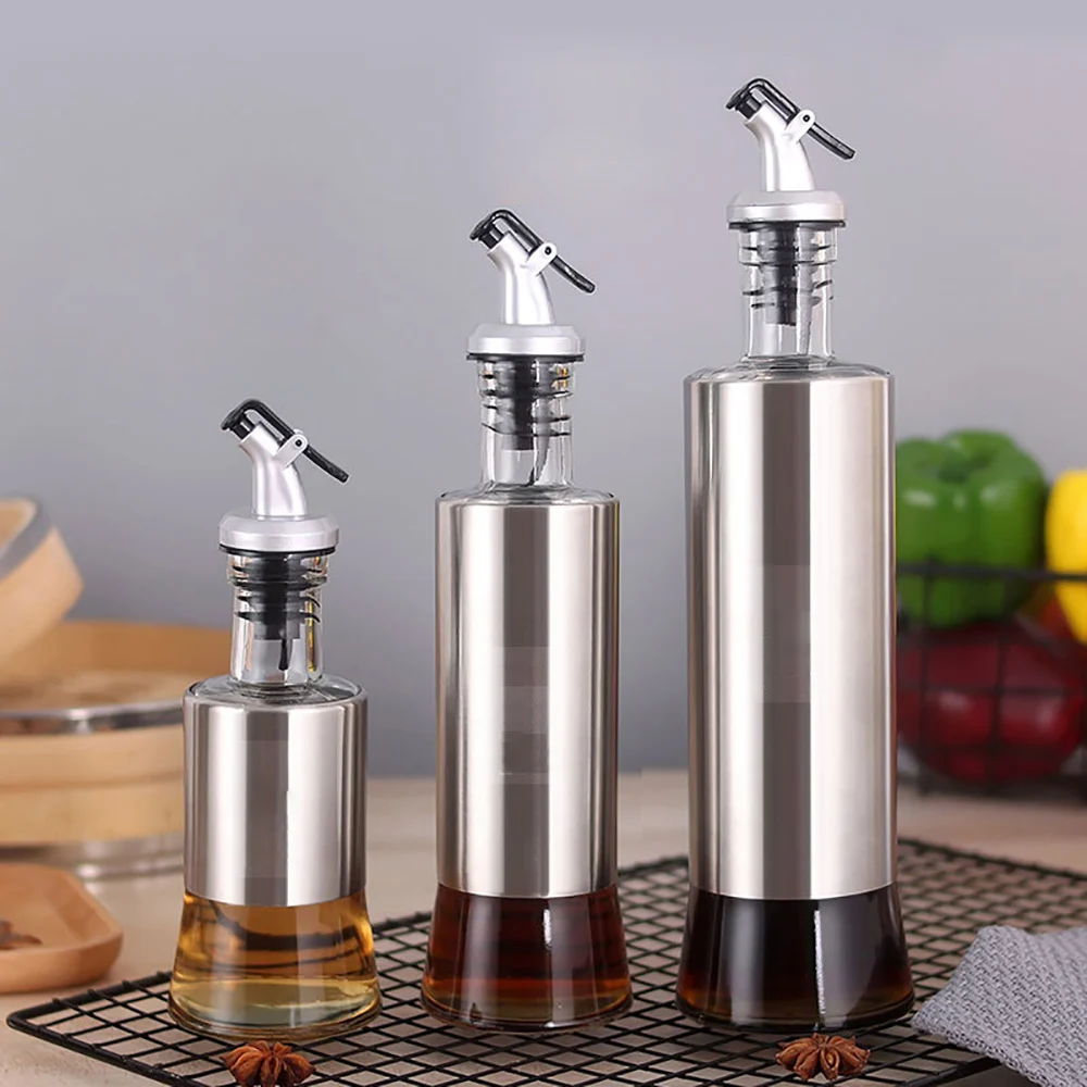 Kitchen Spice Tool Stainless Steel Glass Oil Pot Seasoning Bottle Vinegar Soy Sauce Bottle Glass Cruet For Home Cooking Tool
Kitchen Spice Tool Stainless Steel Glass Oil Pot Seasoning Bottle Vinegar Soy Sauce Bottle Glass Cruet For Home Cooking Tool