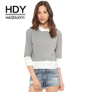 HDY Haoduoyi Autumn Simple And Stylish Fake Two-piece Stitching Cute Doll Collar Cuff Hem Button Back Zipper Knitted Sweater
HDY Haoduoyi Autumn Simple And Stylish Fake Two-piece Stitching Cute Doll Collar Cuff Hem Button Back Zipper Knitted Sweater