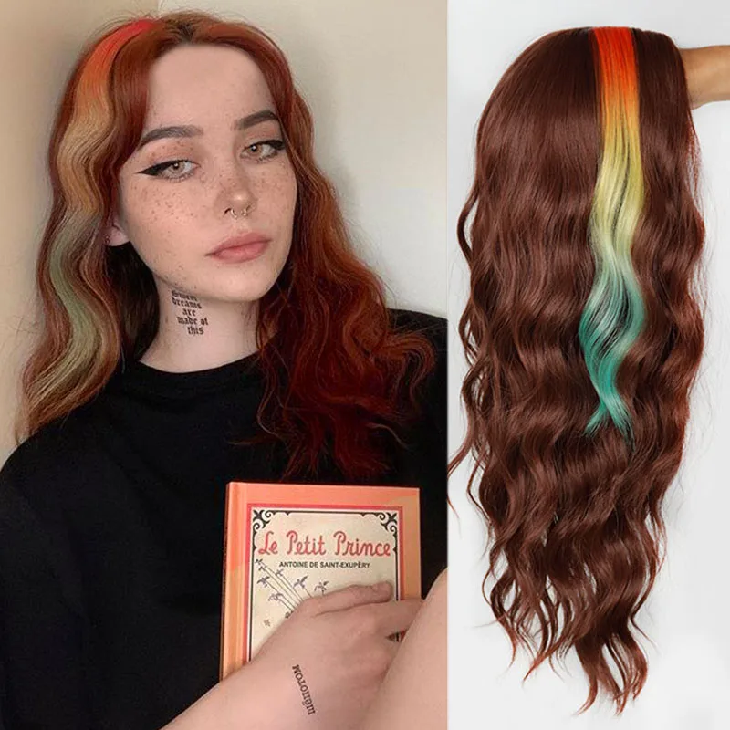 18 Inches Synthetic Rainbow gradient Color Hair Long Natural Wave Ombre Brown Mixed Color Party Wigs for White/Black Women
18 Inches Synthetic Rainbow gradient Color Hair Long Natural Wave Ombre Brown Mixed Color Party Wigs for White/Black Women