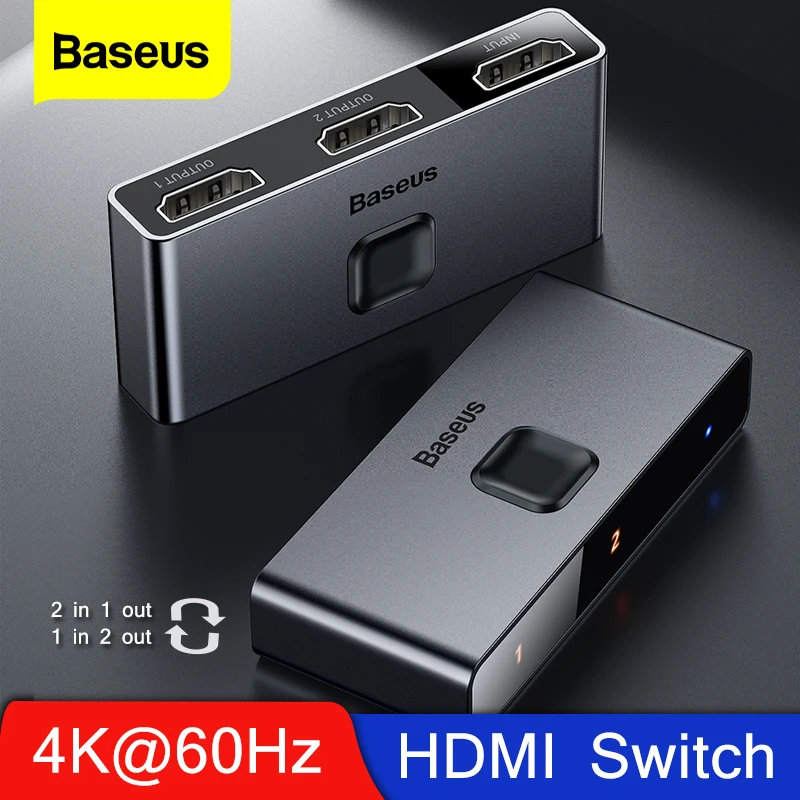 Baseus HDMI Switch 4K Bi-Direction 2.0 2 In 1 HDMI Switch 1x2/2x1 Adapter Converter HDMI Switcher For PS5 PS4 HD TV BOX Monitor
Baseus HDMI Switch 4K Bi-Direction 2.0 2 In 1 HDMI Switch 1x2/2x1 Adapter Converter HDMI Switcher For PS5 PS4 HD TV BOX Monitor