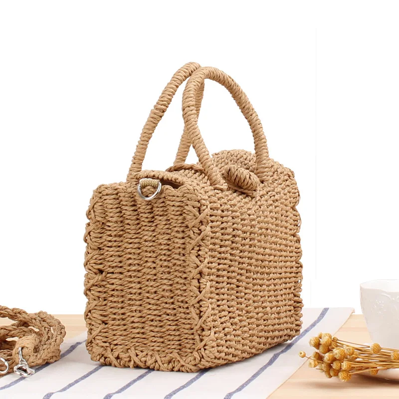 Vintage Handwoven Straw Crossbody - Bohemian Basket Bag 17 H19aadcb69b994852aafc30a7ed99ffb0u