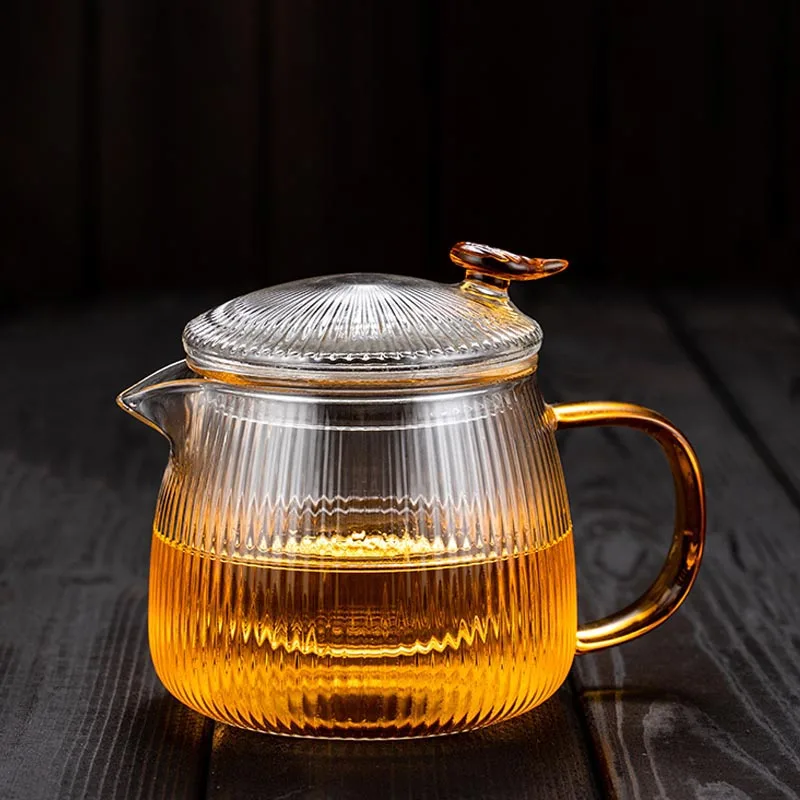 

Heat-resistant Glass Flower Teapot Creative Kung Fu Teapots Office Home Transparent Kettle with Filter Tea Set Pu'er Teaware