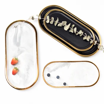Ceramic Gold Plating Marble Storage Tray White Black Europe Food Fruit Breakfast Oval Plate Jewelry Dish Decoration Tray Dessert
Ceramic Gold Plating Marble Storage Tray White Black Europe Food Fruit Breakfast Oval Plate Jewelry Dish Decoration Tray Dessert