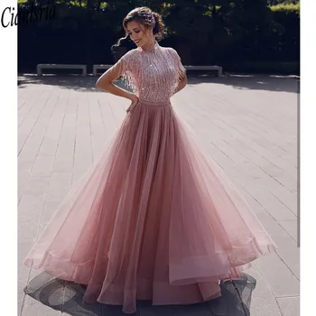 2020 Luxury Prom Dresses A Line High Neck Sequined Beaded Tassels Tulle Floor Length Muslim Homecoing Party Dress Evening Gowns
2020 Luxury Prom Dresses A Line High Neck Sequined Beaded Tassels Tulle Floor Length Muslim Homecoing Party Dress Evening Gowns