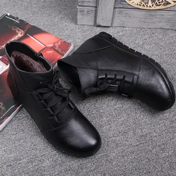 Genuine Leather Shoes Women Winter Boots Cow Leather Casual Women Ankle Boots Mother Shoes Black Warm Footwear Big Size A2006 
Genuine Leather Shoes Women Winter Boots Cow Leather Casual Women Ankle Boots Mother Shoes Black Warm Footwear Big Size A2006