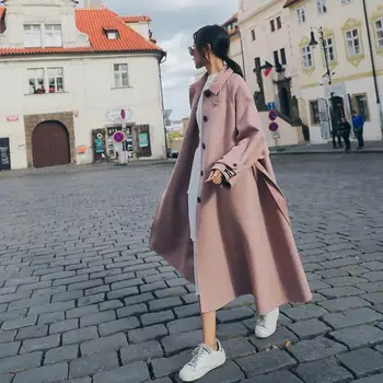 Women Thicken Warm Long Woolen Coat Vintage Turn Down Collar Winter Coat Wool Blends Slim Outwear
Women Thicken Warm Long Woolen Coat Vintage Turn Down Collar Winter Coat Wool Blends Slim Outwear