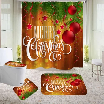 Shower Curtain Set Merry Christmas Bathroom Shower Curtain Toilet Lip Cover Anti-Slip Mats Bath Rugs Christmas Bathroom Decor
Shower Curtain Set Merry Christmas Bathroom Shower Curtain Toilet Lip Cover Anti-Slip Mats Bath Rugs Christmas Bathroom Decor