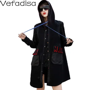 Vefadisa Black Sequins Women Denim Vest 2020 Autumn Sleeveless Denim Jacket Covered Button Hooded Long Vest Coat Loose QYF3823
Vefadisa Black Sequins Women Denim Vest 2020 Autumn Sleeveless Denim Jacket Covered Button Hooded Long Vest Coat Loose QYF3823