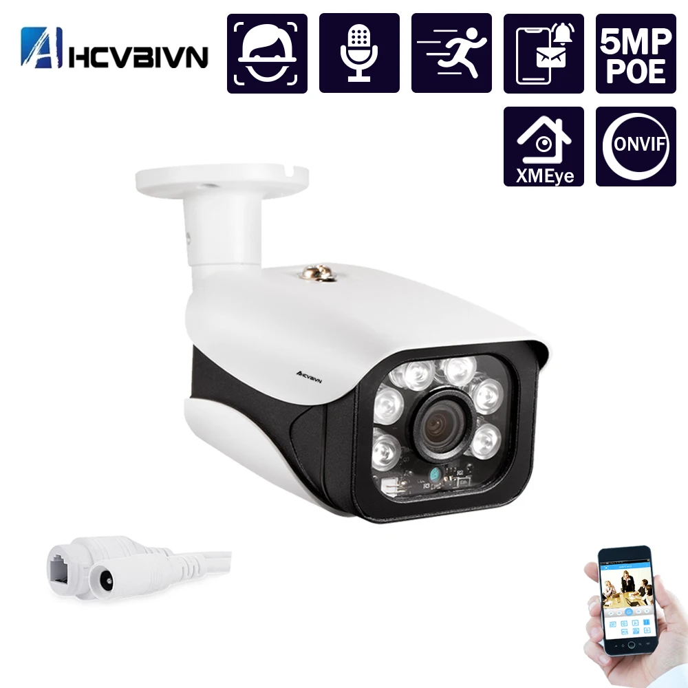 5MP SONY IMX335 Hi3516EV300 Face Audio POE IP Camera Outdoor CCTV Surveillance Bullet Camera 6 array IR Leds P2P ONVIF 48V POE
5MP SONY IMX335 Hi3516EV300 Face Audio POE IP Camera Outdoor CCTV Surveillance Bullet Camera 6 array IR Leds P2P ONVIF 48V POE