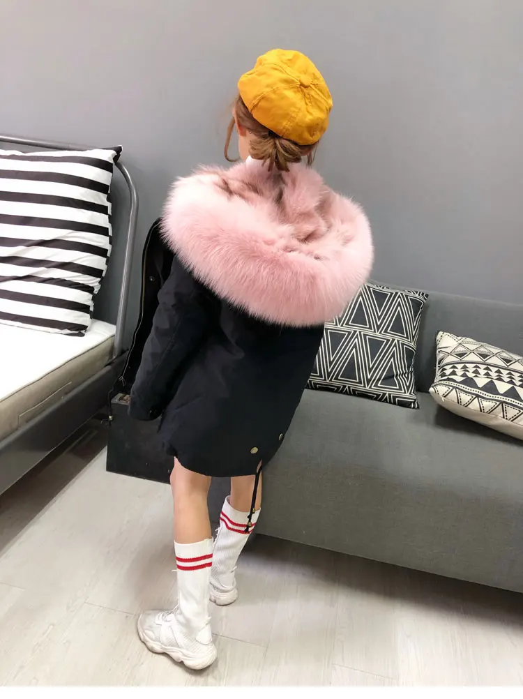 kids parkas natural fox fur child coats for winter (4)