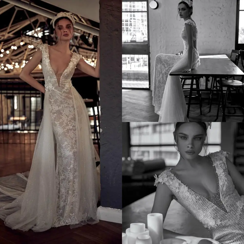 Свадебное платье-Русалка Julie Vino Тюлевое платье с глубоким V-образным вырезом