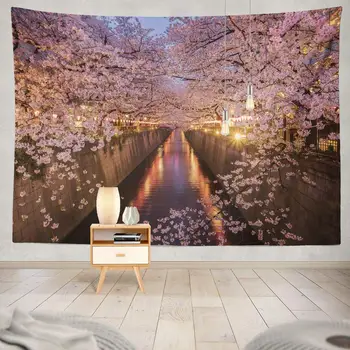 

Cherry Blossoms River Tokyo Japan Japan Blossom Cherry Sakura Tunnel Spring Nature Travel Tree Decorative Tapestry