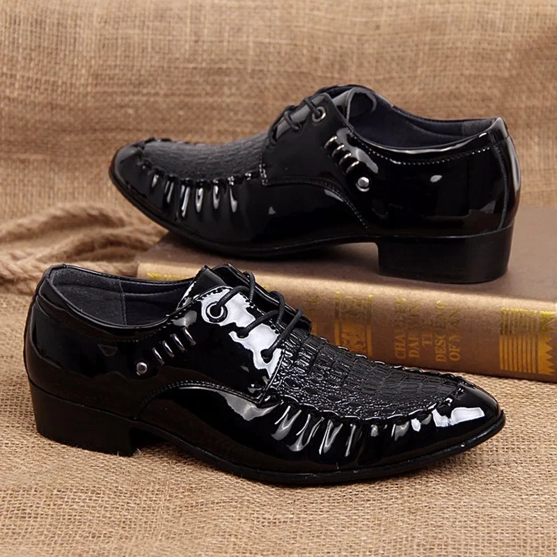 Фото QWEDF 2019 Newly Men's Quality Patent Leather Shoes Wedding Size 38-48 Black Soft Man Dress GY-63 | Обувь