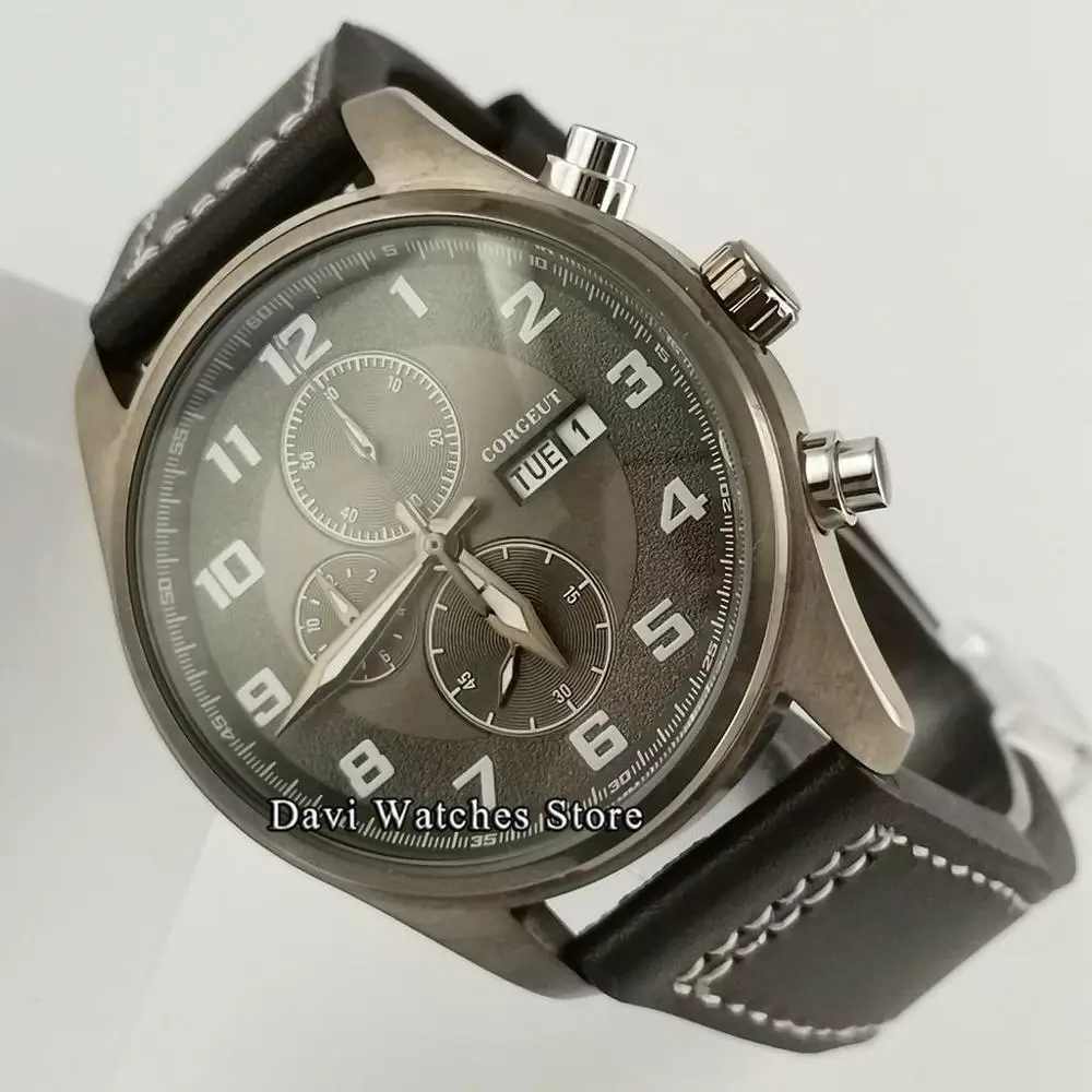 Фото 41 мм коричневый циферблат кварцевые мужские часы кофейного цвета pvd чехол