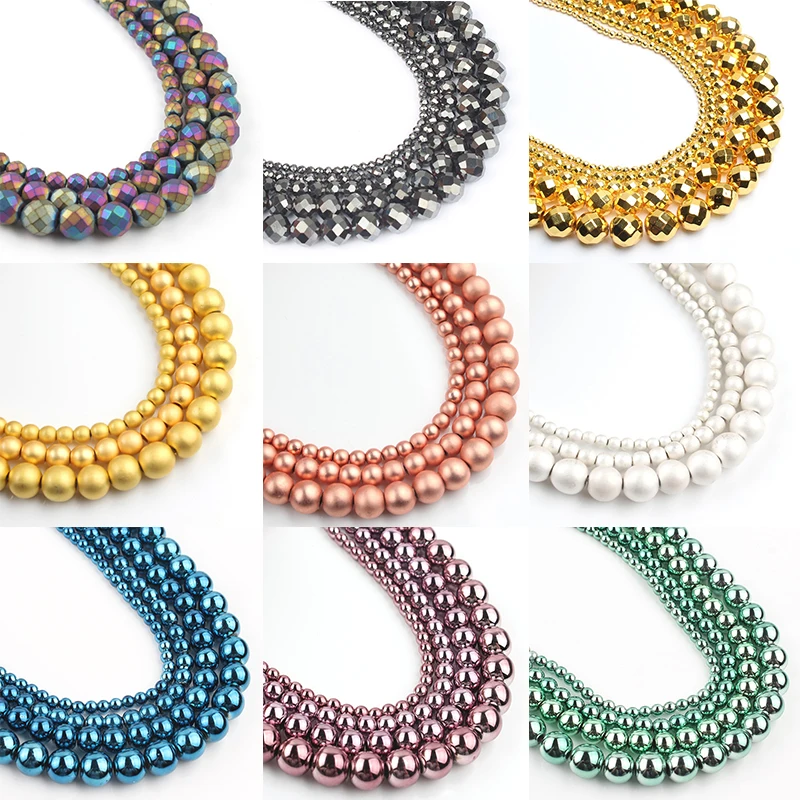 46 Style Natural Stone Bead Gold Silver Color Hematite Round Faceted Beads For Jewellery Making Bracelet Necklace 15'' Strands
46 Style Natural Stone Bead Gold Silver Color Hematite Round Faceted Beads For Jewellery Making Bracelet Necklace 15'' Strands