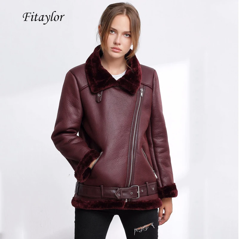 Fitaylor Winter Women Faux Lamb Leather Jacket Punk Lapel Thickened Padded Warm Pu Leather Coats Female Lambs Wool Outerwear New 
Fitaylor Winter Women Faux Lamb Leather Jacket Punk Lapel Thickened Padded Warm Pu Leather Coats Female Lambs Wool Outerwear New