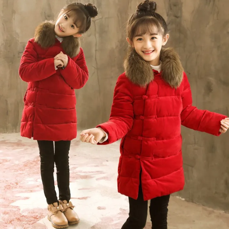Childrenswear 2018 Winter Girls New Style Cotton-padded Clothes Big Boy Ethnic-Style Solid Color Warm Large Fur Collar Liz Velve
Childrenswear 2018 Winter Girls New Style Cotton-padded Clothes Big Boy Ethnic-Style Solid Color Warm Large Fur Collar Liz Velve