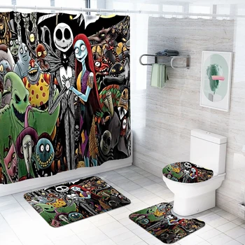3D The Nightmare Before Christmas Waterproof Bath Curtain Set Toilet Cover Mat Non-Slip Rug Set Bath Curtain 4Pcs Bathroom Set
3D The Nightmare Before Christmas Waterproof Bath Curtain Set Toilet Cover Mat Non-Slip Rug Set Bath Curtain 4Pcs Bathroom Set