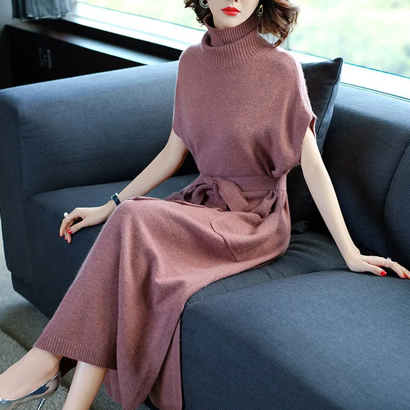 New fashionable casual high-collar knitted dress for autumn wear
New fashionable casual high-collar knitted dress for autumn wear