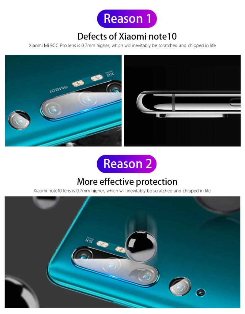 Camera Tempered film Protection Glass ring camera covered protective Ultra-thin Rear Glass HD Film Protector For Xiaomi note 10
