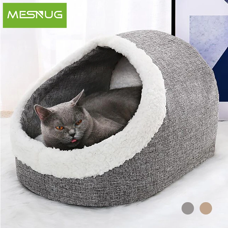 Кошачий домик MESNUG теплая мягкая противоскользящая Лежанка для домашних питомцев