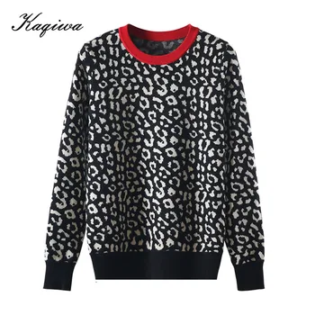 Autumn and winter thick knitwear women's 2020 new Pullover Sweater light leopard jacquard contrast loose bottomer women B-034
Autumn and winter thick knitwear women's 2020 new Pullover Sweater light leopard jacquard contrast loose bottomer women B-034