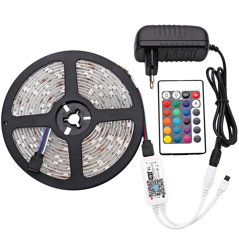 WIFI controller RGB LED Strip SMD5050 5M/16.4ft LED Light Strip Neon LED 12V Flexible Tape Led strip With Remote control panel
WIFI controller RGB LED Strip SMD5050 5M/16.4ft LED Light Strip Neon LED 12V Flexible Tape Led strip With Remote control panel