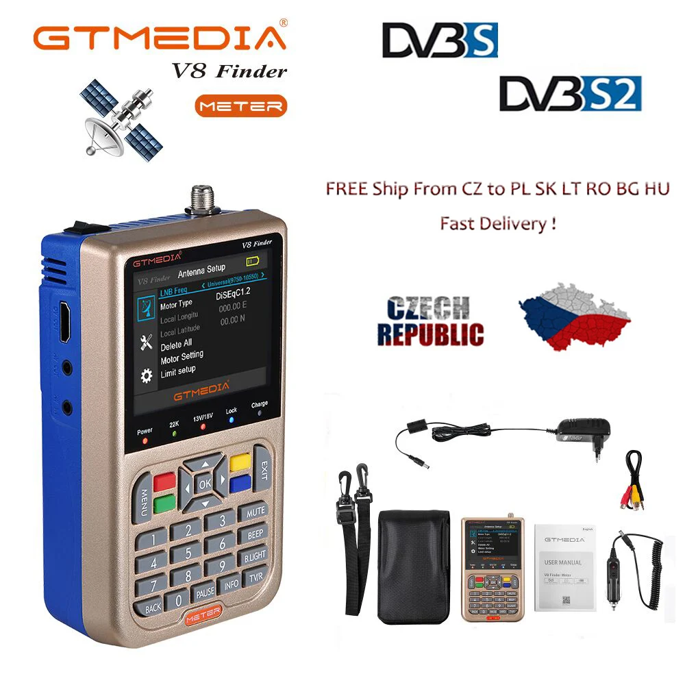 GTMEDIA V8 Finder Meter DVB-S2/S2X HD Digital Satellite Finder Meter Full 1080P HD FTA 3.5‘ LCD Display Satfinder for freesat v7
GTMEDIA V8 Finder Meter DVB-S2/S2X HD Digital Satellite Finder Meter Full 1080P HD FTA 3.5‘ LCD Display Satfinder for freesat v7