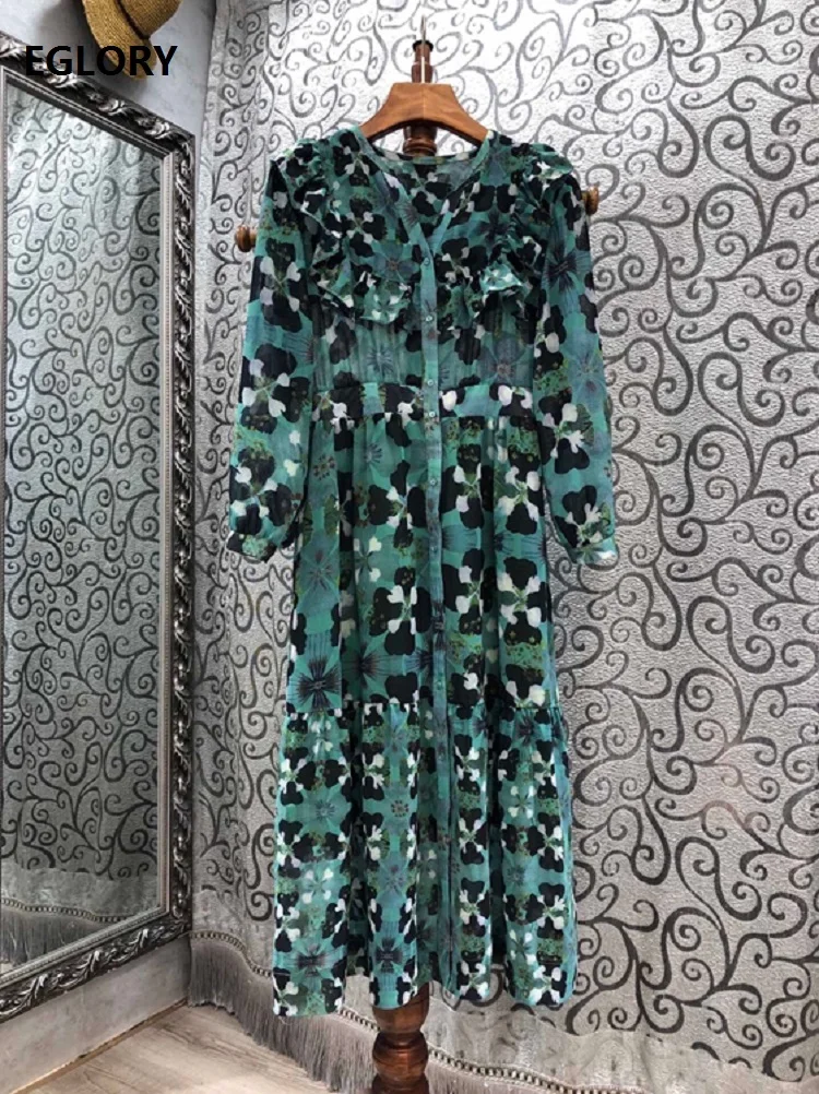 Latest Designer Dress 2020 Autumn Winter Style Women V-Neck Color Block Floral Print Buttons Front Long Sleeve Green Dress
Latest Designer Dress 2020 Autumn Winter Style Women V-Neck Color Block Floral Print Buttons Front Long Sleeve Green Dress