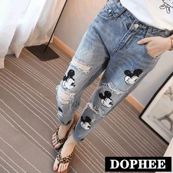 Hole Denim Trousers Women New Spring Summer Cartoon Printing All-match Students Ankle-length Jeans Female Leisure Cowboy Pants
Hole Denim Trousers Women New Spring Summer Cartoon Printing All-match Students Ankle-length Jeans Female Leisure Cowboy Pants