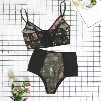 Hot Women Bra Set Embroidery Mesh Transparent Bra Set Half Cup Padded Adjusted Strap Floral Print Bra and Brief Set
Hot Women Bra Set Embroidery Mesh Transparent Bra Set Half Cup Padded Adjusted Strap Floral Print Bra and Brief Set