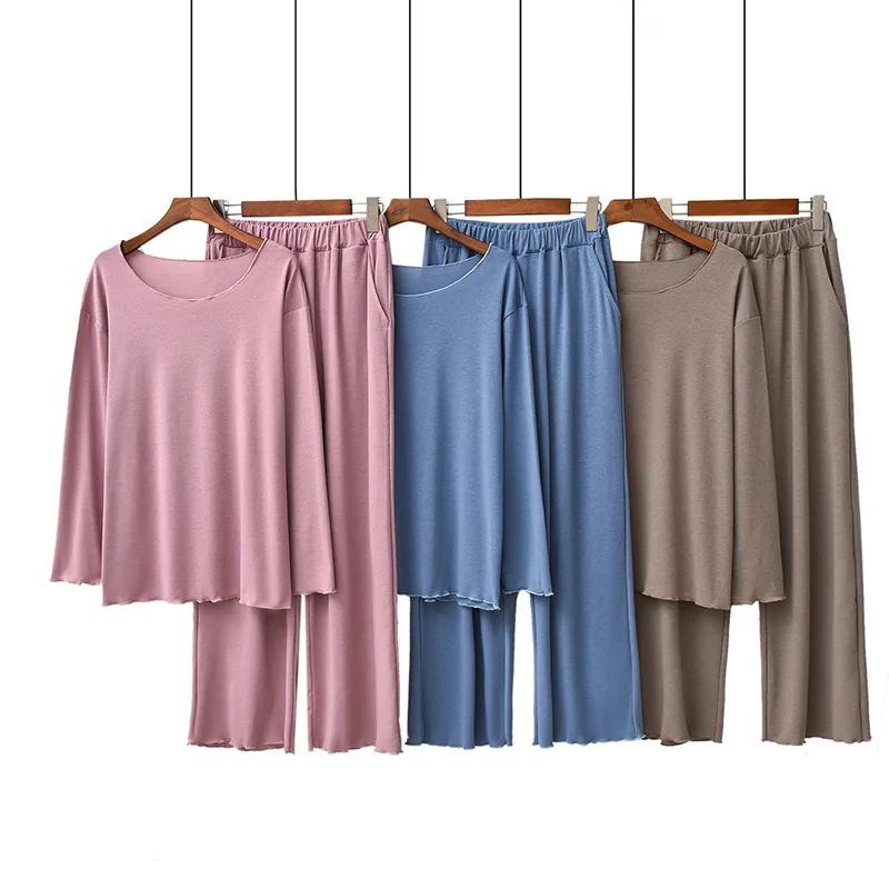 2019 Ladies Pajamas Set Loose Simple Style Round Neck Sleepwear 2Pcs Set Women Comfort Modal Homewear Soft Casual Wear
2019 Ladies Pajamas Set Loose Simple Style Round Neck Sleepwear 2Pcs Set Women Comfort Modal Homewear Soft Casual Wear