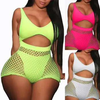 Women 2020 Summer One-Piece Swimwear Solid Neon Yellow Backless Sexy Lady Fish Net One-Piece Beachwear Bathing suit 
Women 2020 Summer One-Piece Swimwear Solid Neon Yellow Backless Sexy Lady Fish Net One-Piece Beachwear Bathing suit