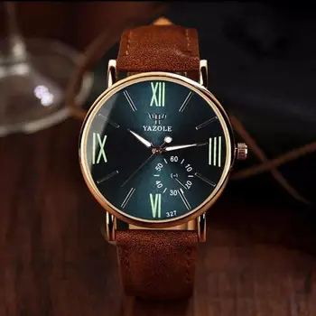

Best selling Luxury Fashion Leather Mens Glass Quartz Analog Wristwatch Noctilucent Roman numerals Watches Relogio Masculino