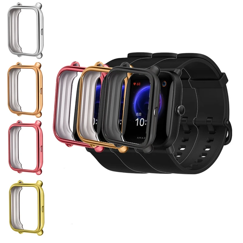 

TPU Soft Full Edge Protector PLating Case Shell Frame For Amazfit BIP S/Lite/U/Pro GTS 2 Mini Watch Protective Bumper Cover