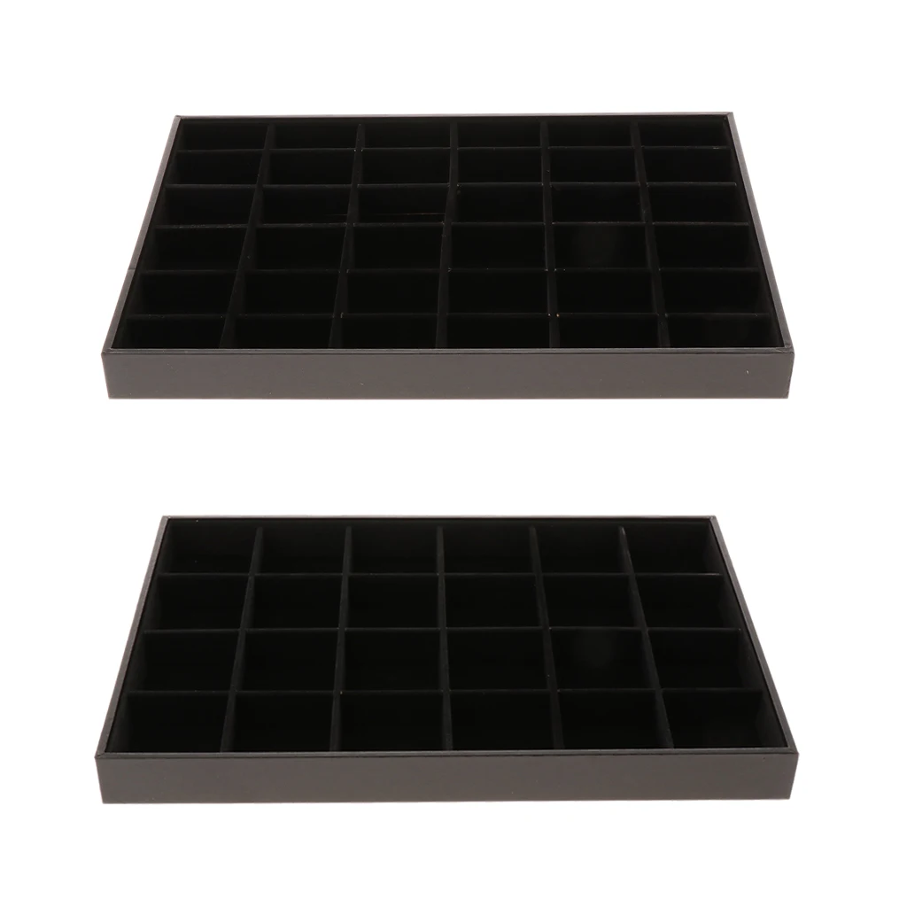 Velvet Bracelet Bangle Watch Jewelry Display Tray Storage Case Box 24/36 Grid