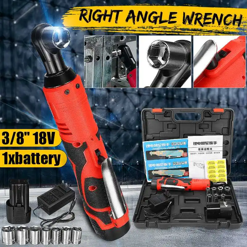 Portable 18V Cordless Electric Wrench 3/8'' 60N.m Rechargeable Ratchet 90 degree Right Angle Wrench Power tools Set
Portable 18V Cordless Electric Wrench 3/8'' 60N.m Rechargeable Ratchet 90 degree Right Angle Wrench Power tools Set