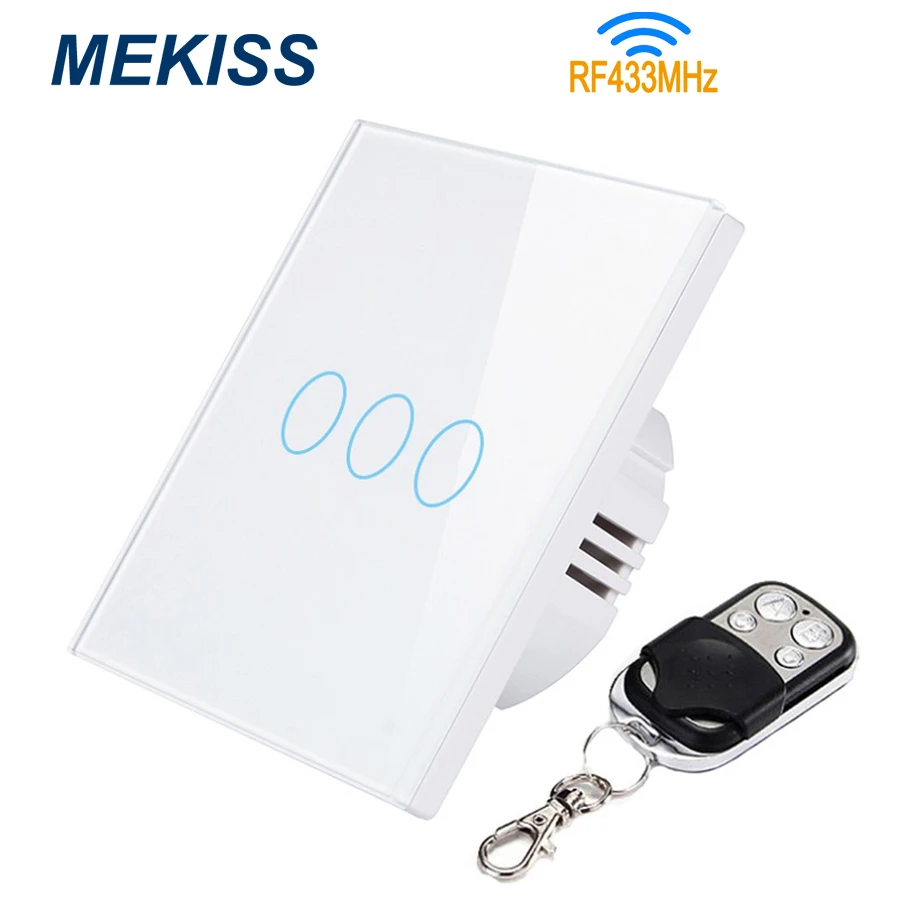 MEKISS EU Touch switch luxury tempered glass panel light switch RF433MHz wireless remote control 3gang AC110V 220V
MEKISS EU Touch switch luxury tempered glass panel light switch RF433MHz wireless remote control 3gang AC110V 220V