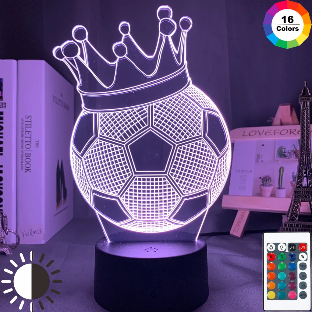 3d Illusion Kids Night Light Football Crown 7 Colors Changing Nightlight for Child Bedroom Atmosphere Soccer Room Desk Lamp Gift
3d Illusion Kids Night Light Football Crown 7 Colors Changing Nightlight for Child Bedroom Atmosphere Soccer Room Desk Lamp Gift