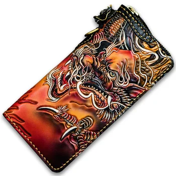 Unisex handmade leather wallet First layer leather bath fire Canglong painted long zipper large capacity vertical clutch
Unisex handmade leather wallet First layer leather bath fire Canglong painted long zipper large capacity vertical clutch