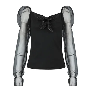 Women See Through Mesh Shirts Long Puff Sleeve Crop Tops Square Neck Blouse Tee
Women See Through Mesh Shirts Long Puff Sleeve Crop Tops Square Neck Blouse Tee