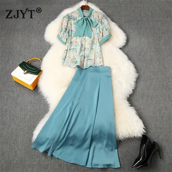 High Quality Runway Suit Set Women 2020 New Summer Style Bow Collar Print Chiffon Blouse and Midi Skirt Matching 2 Piece Sets
High Quality Runway Suit Set Women 2020 New Summer Style Bow Collar Print Chiffon Blouse and Midi Skirt Matching 2 Piece Sets
