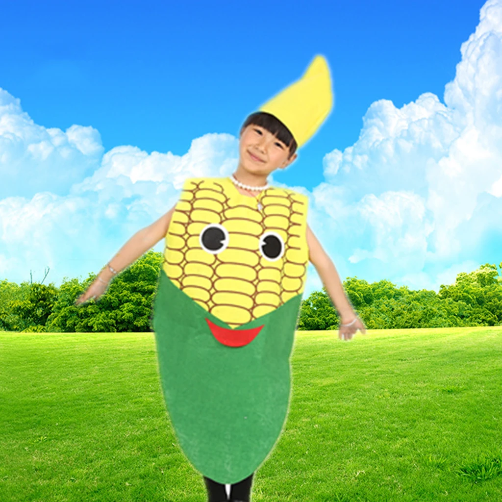 Kids Fabric Corn Costume Non-woven Vegetable Outfit Cartoon Party Fancy Dress 84*46 cm Kids Fabric Corn Costume Non-woven Vegetable Outfit Cartoon Party Fancy Dress 84*46 cm